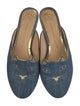 Charlotte Olympia Denim Embroidered Accent Mules