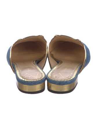 Charlotte Olympia Denim Embroidered Accent Mules