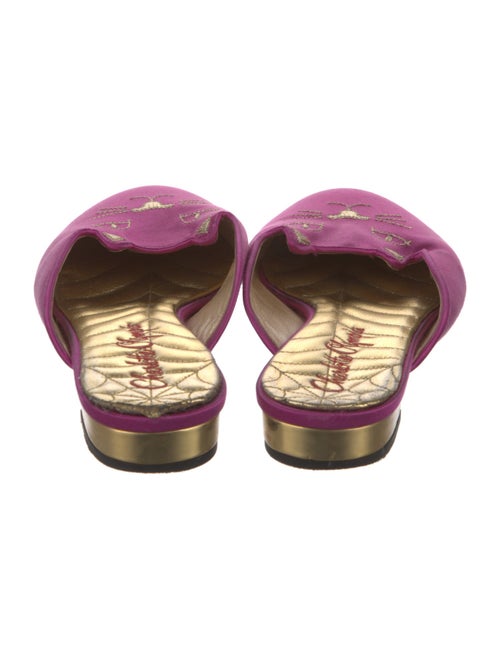 Charlotte Olympia Satin Embroidered Accent Mules