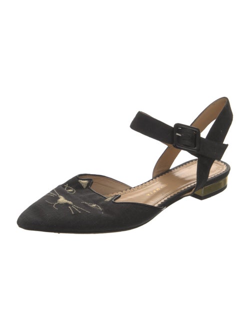 Charlotte Olympia Canvas Floral Print Slingback Flats