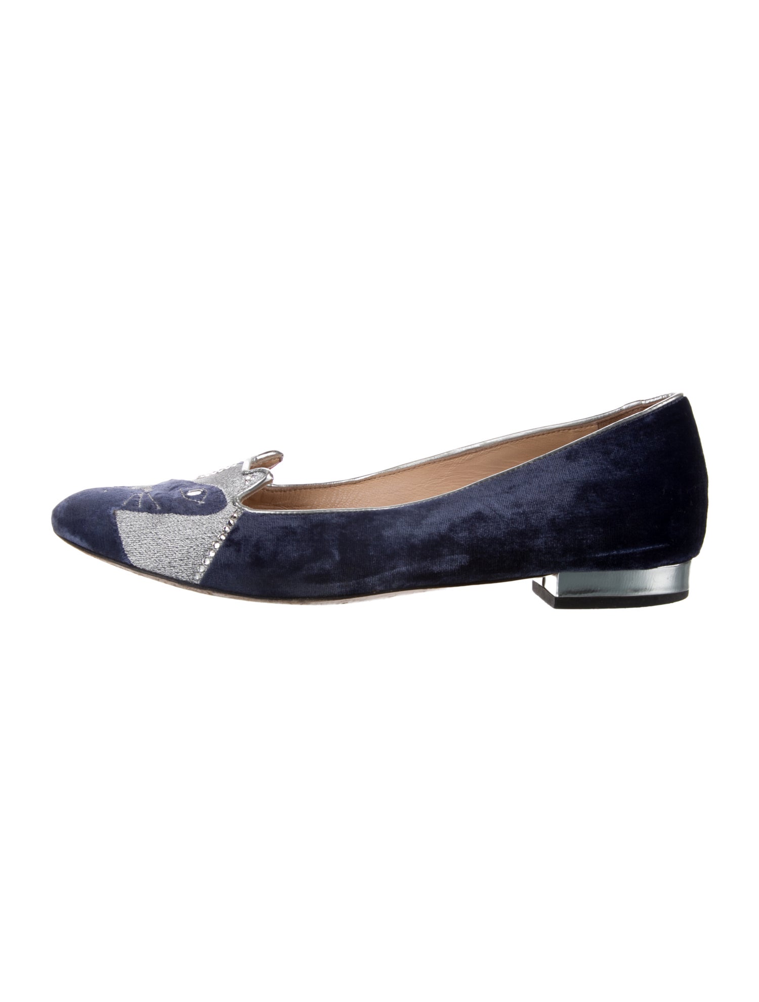 Charlotte Olympia Velvet Colorblock Pattern Flats
