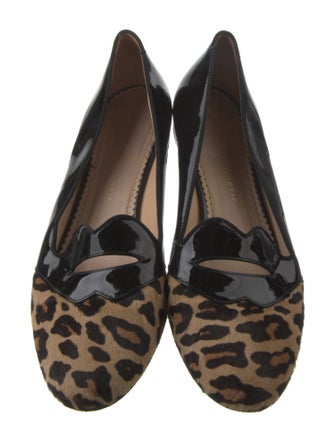 Charlotte Olympia Patent Leather Animal Print Loafers