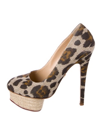Charlotte Olympia Canvas Animal Print Pumps