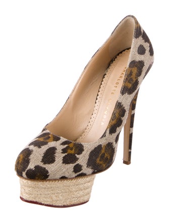 Charlotte Olympia Canvas Animal Print Pumps
