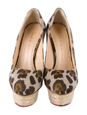 Charlotte Olympia Canvas Animal Print Pumps