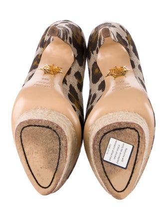 Charlotte Olympia Canvas Animal Print Pumps