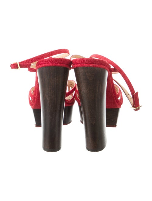 Charlotte Olympia Canvas Floral Print T-Strap Sandals