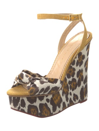 Charlotte Olympia Canvas Animal Print Sandals