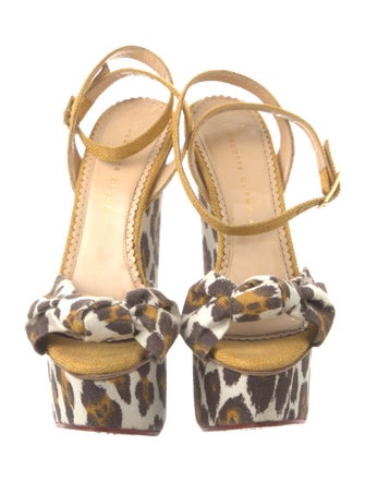 Charlotte Olympia Canvas Animal Print Sandals
