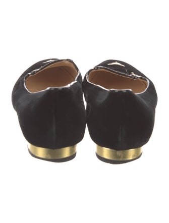 Charlotte Olympia Velvet Embroidered Accent Loafers