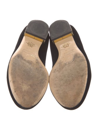 Charlotte Olympia Velvet Embroidered Accent Loafers