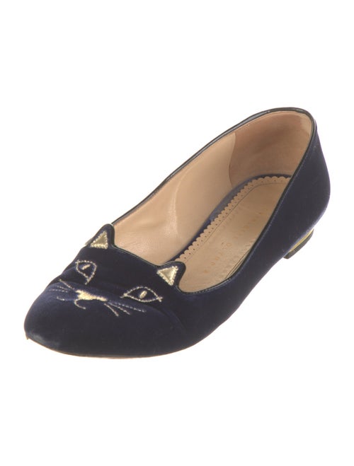 Charlotte Olympia Velvet Embroidered Accent Loafers