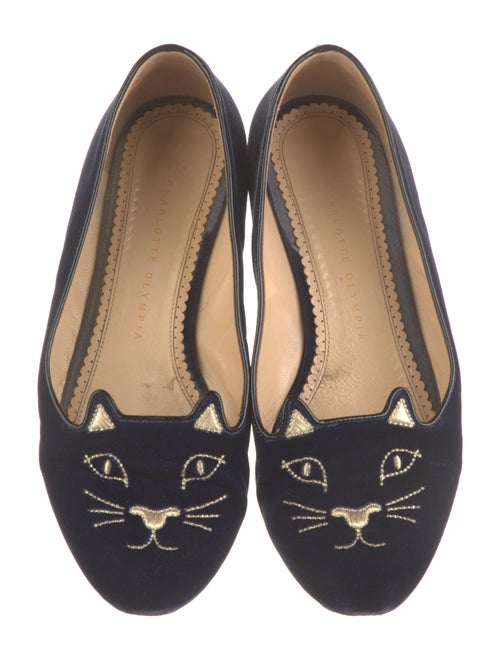 Charlotte Olympia Velvet Embroidered Accent Loafers