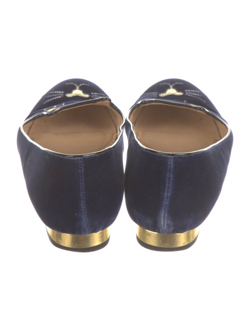 Charlotte Olympia Velvet Embroidered Accent Loafers