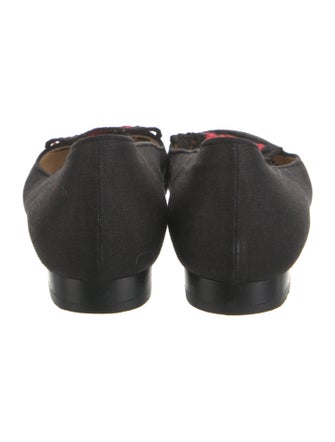 Charlotte Olympia Canvas Embroidered Accent Loafers