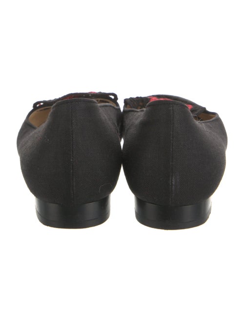 Charlotte Olympia Canvas Embroidered Accent Loafers