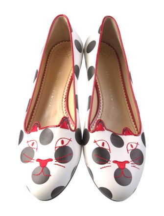 Charlotte Olympia Leather Polka Dot Print Ballet Flats