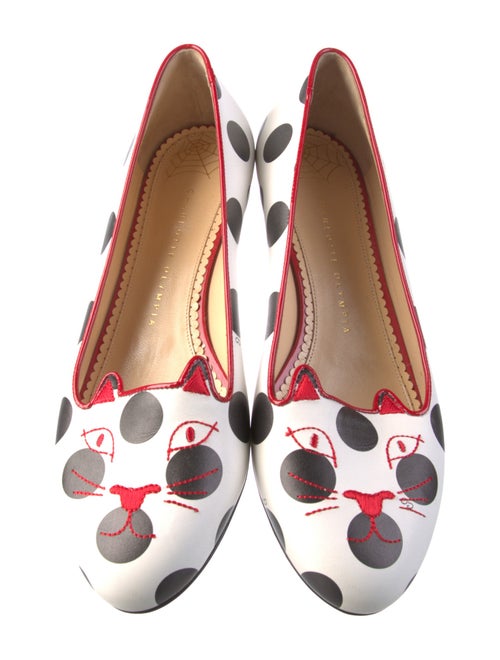 Charlotte Olympia Leather Polka Dot Print Ballet Flats