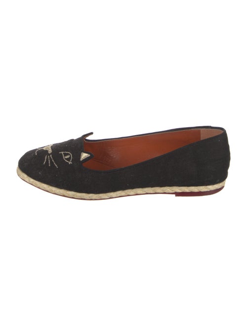 Charlotte Olympia Canvas Embroidered Accent Espadrilles