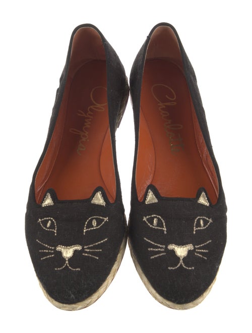 Charlotte Olympia Canvas Embroidered Accent Espadrilles