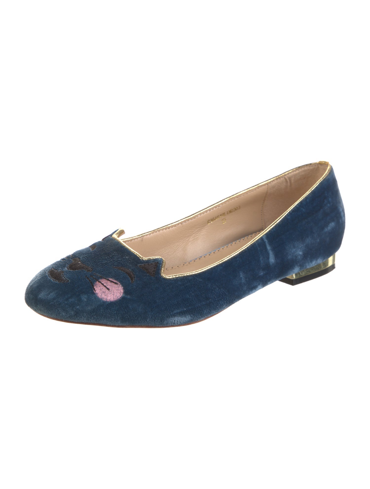 Charlotte Olympia Velvet Printed Loafers