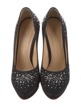 Charlotte Olympia Canvas Crystal Embellishments Pumps