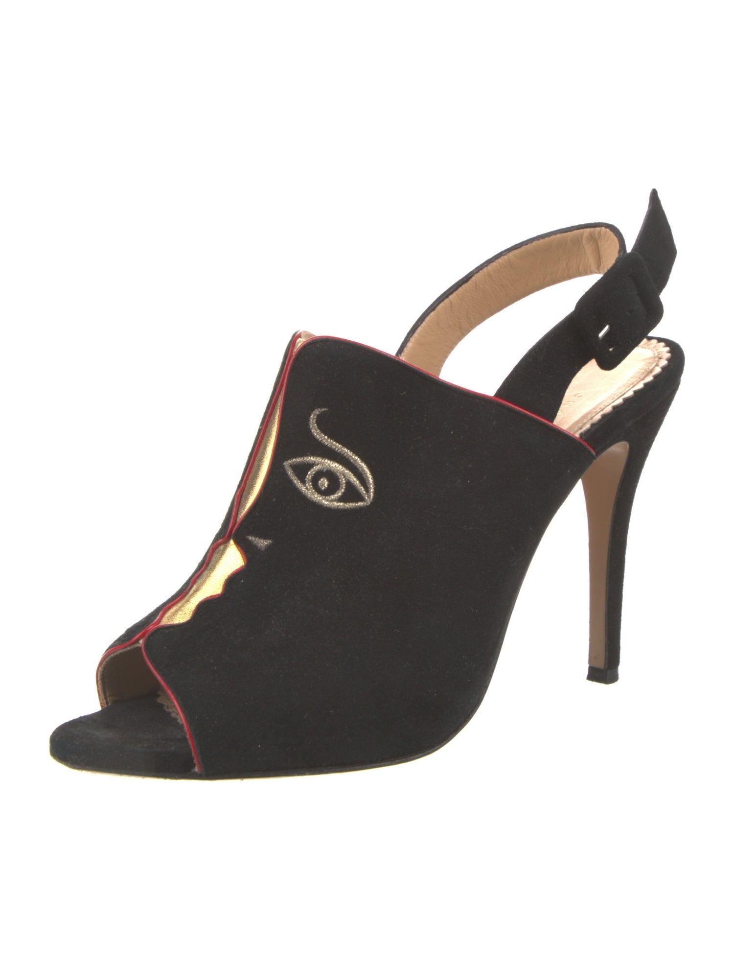 Charlotte Olympia Suede Slingback Sandals