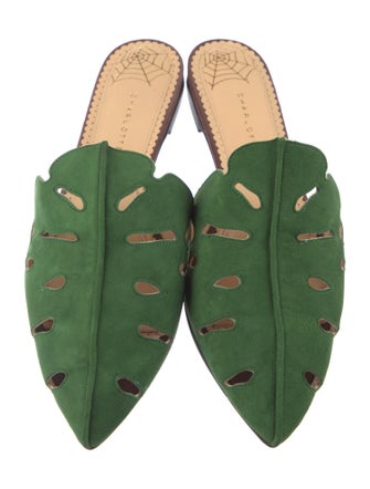 Charlotte Olympia Suede Printed Mules