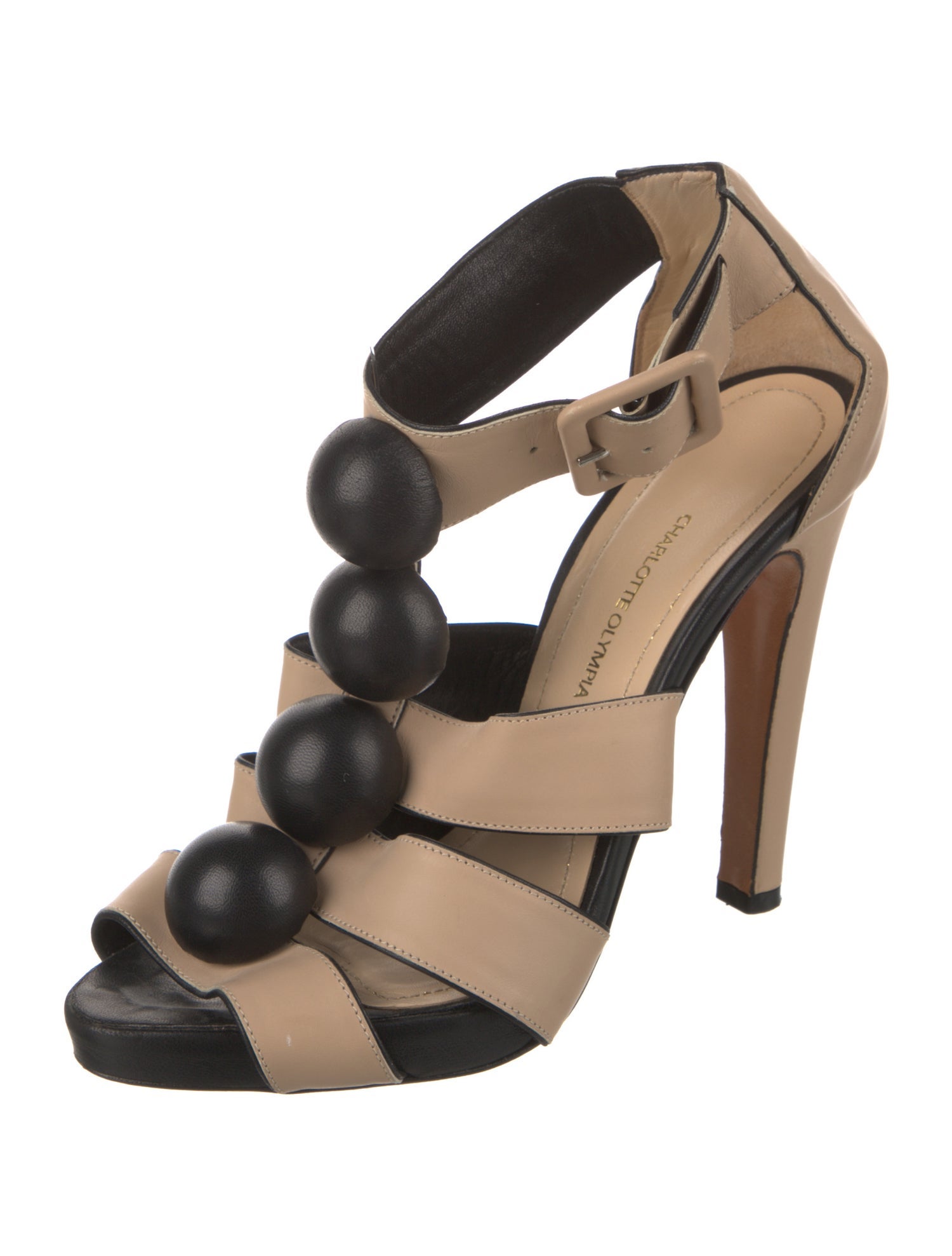 Charlotte Olympia Leather Studded Accents Sandals