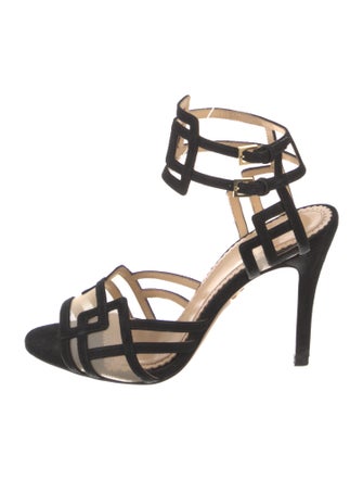 Charlotte Olympia Suede Mesh Accents Sandals