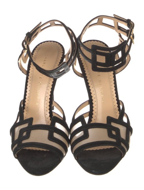 Charlotte Olympia Suede Mesh Accents Sandals