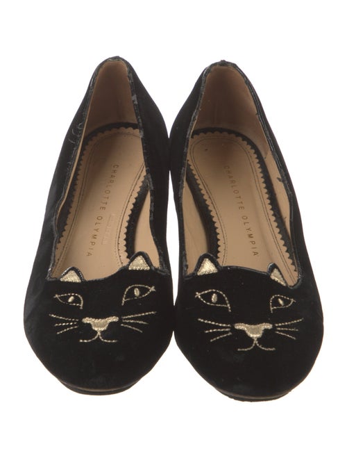 Charlotte Olympia Velvet Embroidered Accent Loafers