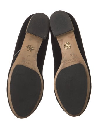 Charlotte Olympia Velvet Embroidered Accent Loafers