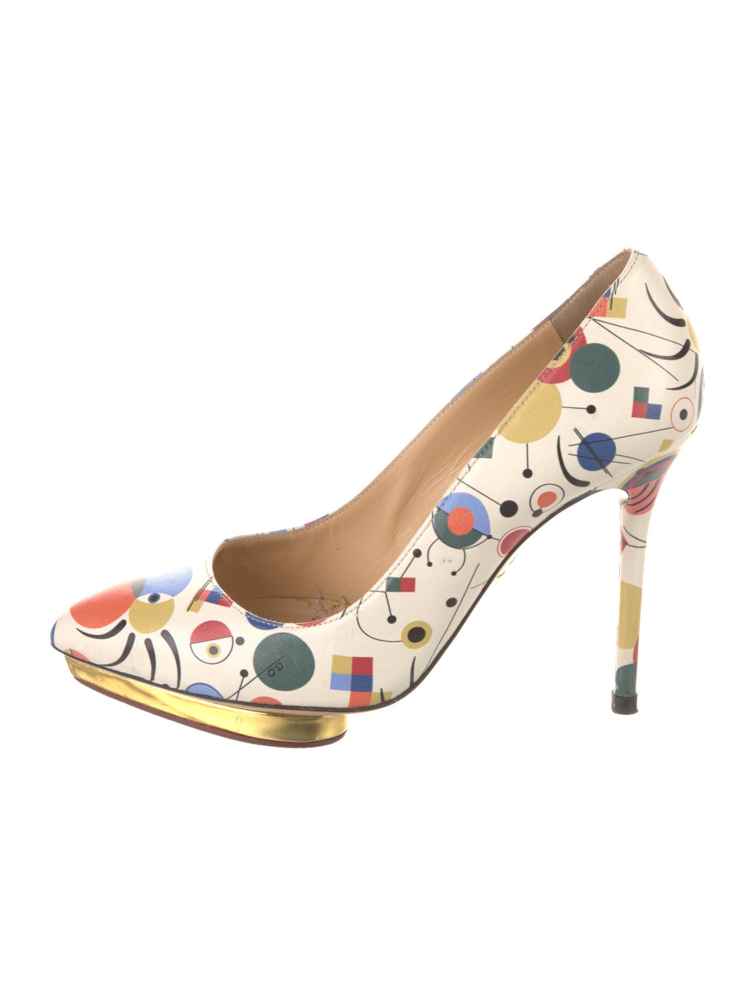 Charlotte Olympia Leather Printed Pumps