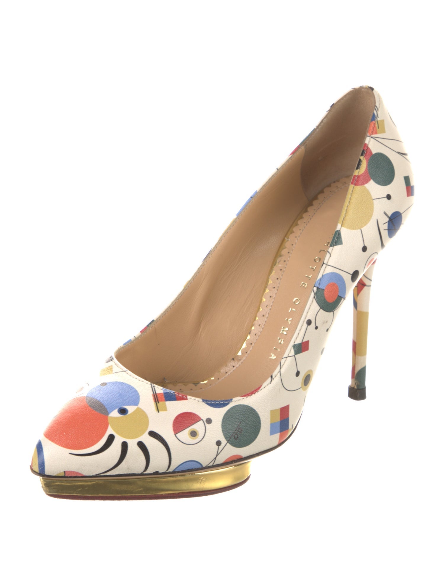 Charlotte Olympia Leather Printed Pumps