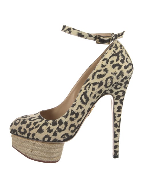 Charlotte Olympia Canvas Animal Print Pumps