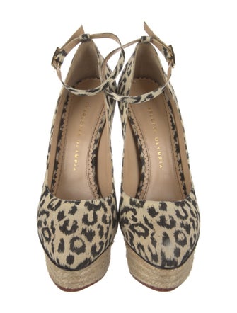 Charlotte Olympia Canvas Animal Print Pumps