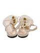 Charlotte Olympia Leather Floral Print T-Strap Sandals