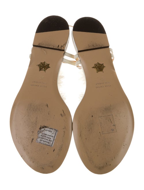 Charlotte Olympia Leather Floral Print T-Strap Sandals