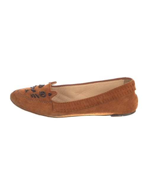 Charlotte Olympia Suede Beaded Accents Moccasins