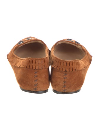 Charlotte Olympia Suede Beaded Accents Moccasins