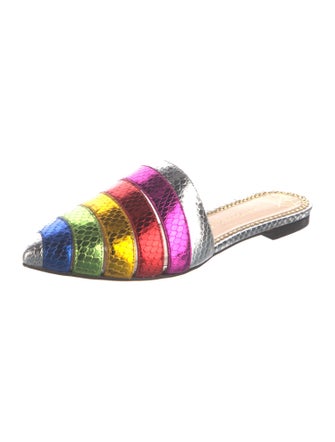 Charlotte Olympia Leather Colorblock Pattern Mules