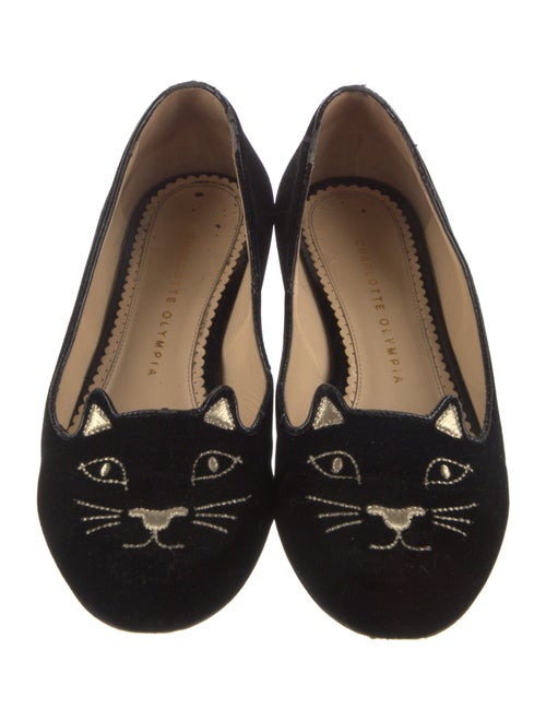 Charlotte Olympia Velvet Embroidered Accent Loafers