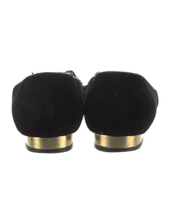 Charlotte Olympia Velvet Embroidered Accent Loafers