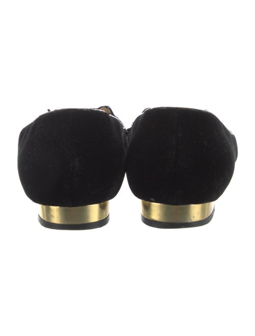 Charlotte Olympia Velvet Embroidered Accent Loafers