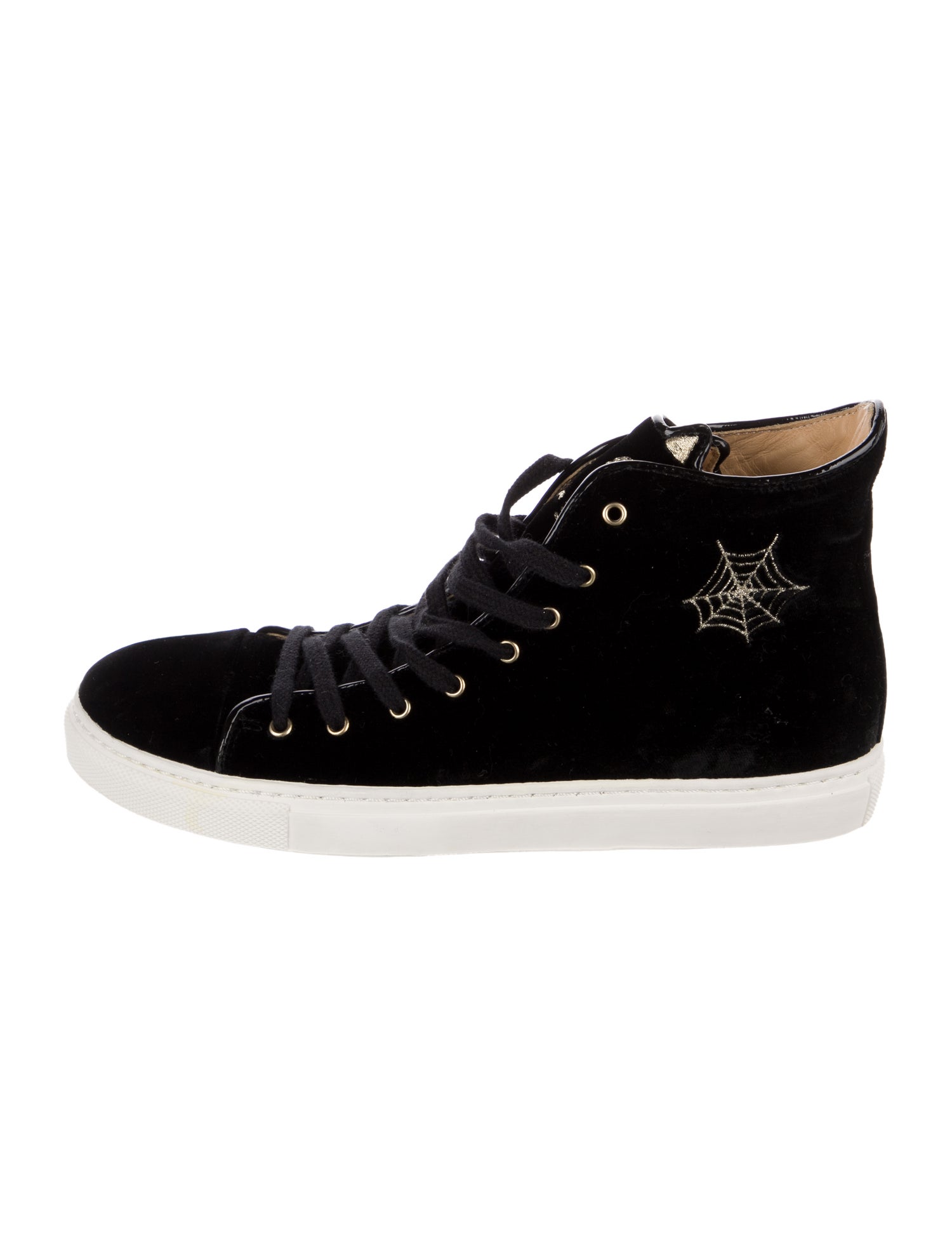 Charlotte Olympia Velvet Embroidered Accent Sneakers