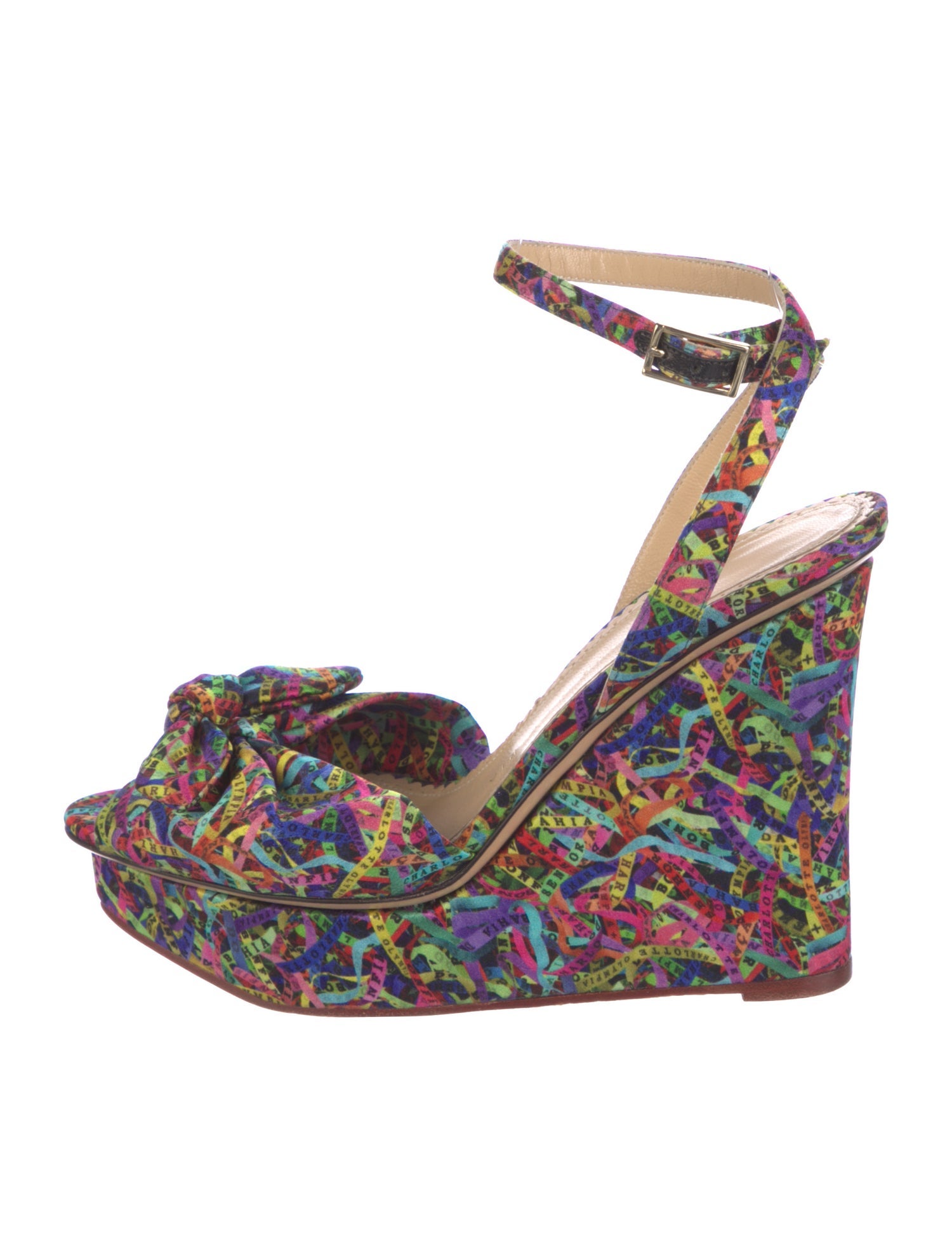 Charlotte Olympia Satin Floral Print Sandals