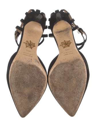 Charlotte Olympia Suede Cutout Accent D'Orsay Pumps