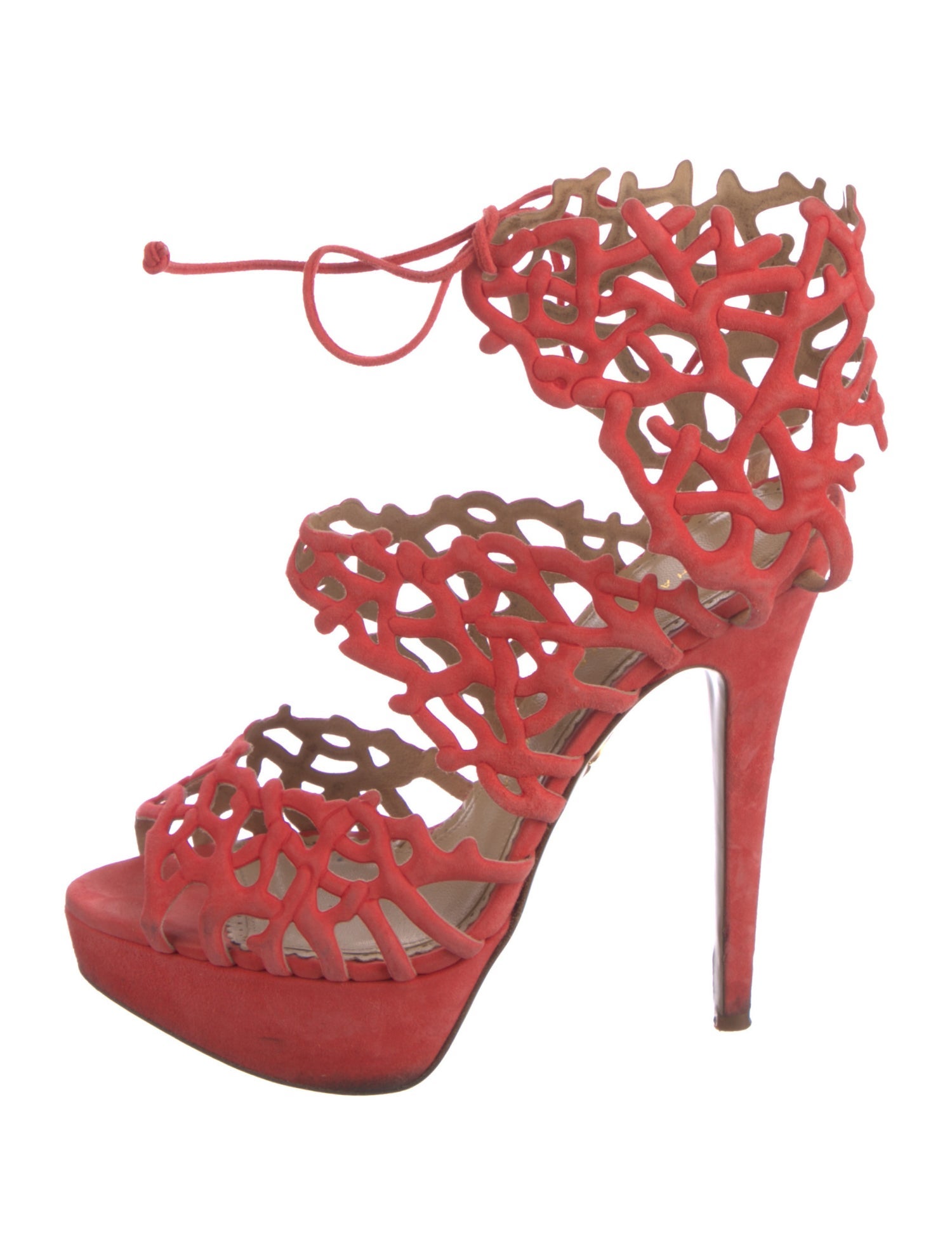 Charlotte Olympia Suede Cutout Accent Sandals