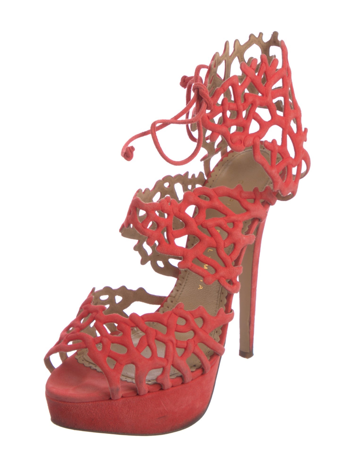 Charlotte Olympia Suede Cutout Accent Sandals